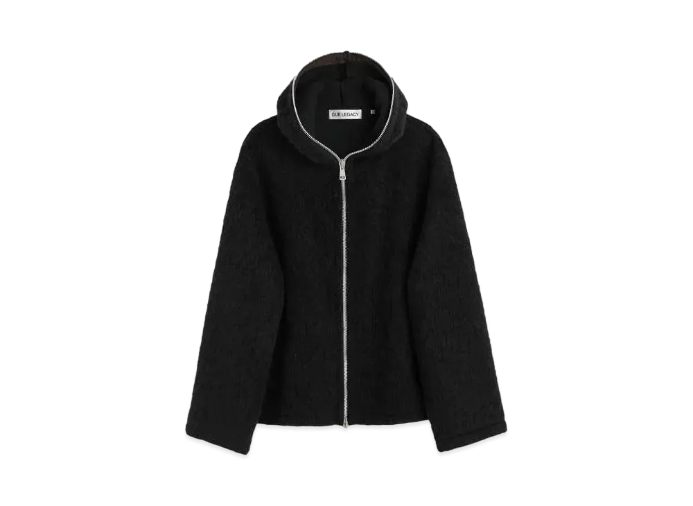 OUR LEGACY Full Zip Hood Hairy Wool "Black"