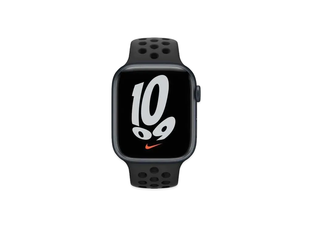 Apple Watch Nike Series 7 (GPS + Cellular Model) 45mm Midnight Aluminiumcase Anthracite Black Nike Sportsband Regular "Black" MKL53JA