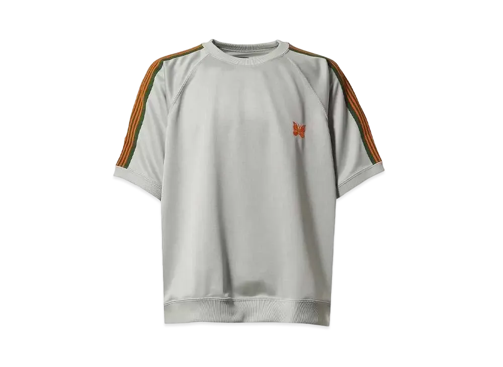 ニードルズ x ヌビアン S/S トラック クルーネック シャツ - ポリ スムース "グレー"