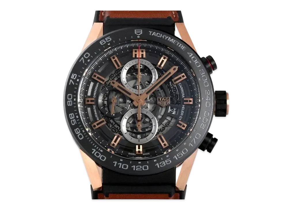 TAG Heuer Carrera Caliber Heuer 01 "Gray/Pink Gold/Ceramic/Black/Brown"