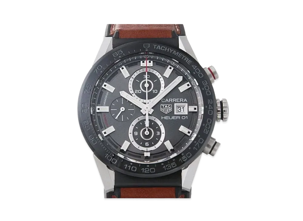 TAG Heuer Carrera Caliber Heuer 01 "Gray/Stainless Steel/Brown"