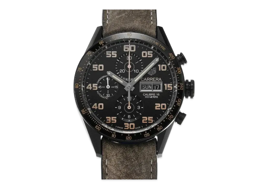 TAG Heuer Carrera Caliber 16 Chronograph Day-Date "Black/Titanium/Brown"