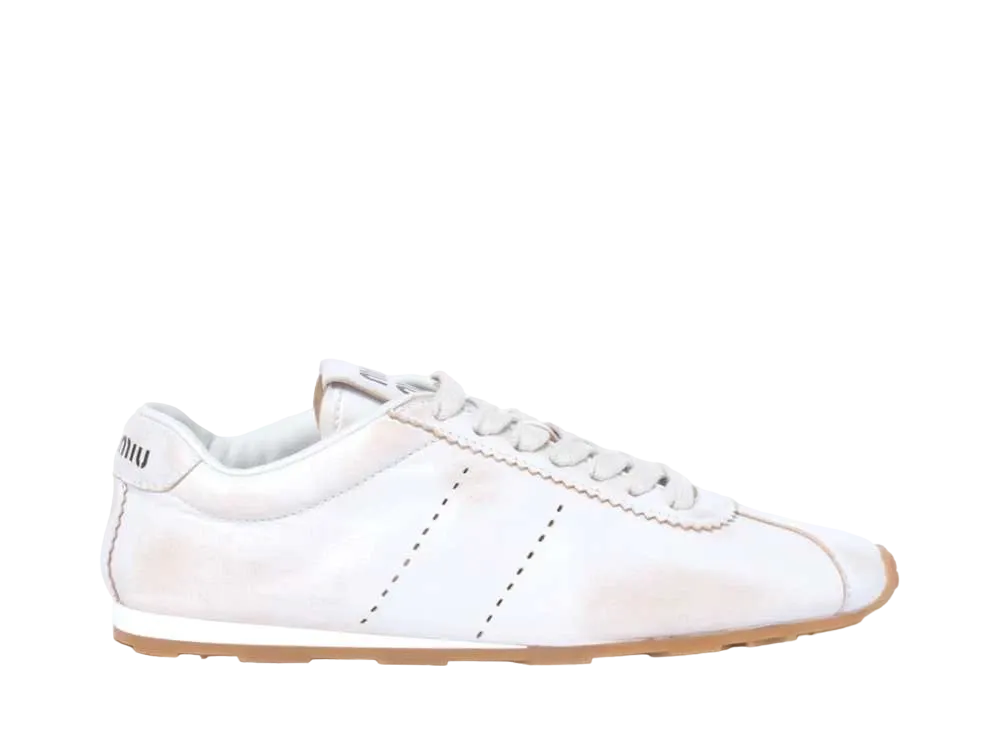 ミュウミュウ ウィメンズ ブリーチドナッパレザー スニーカー "ホワイト"