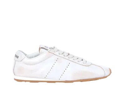 ミュウミュウ ウィメンズ ブリーチドナッパレザー スニーカー "ホワイト"