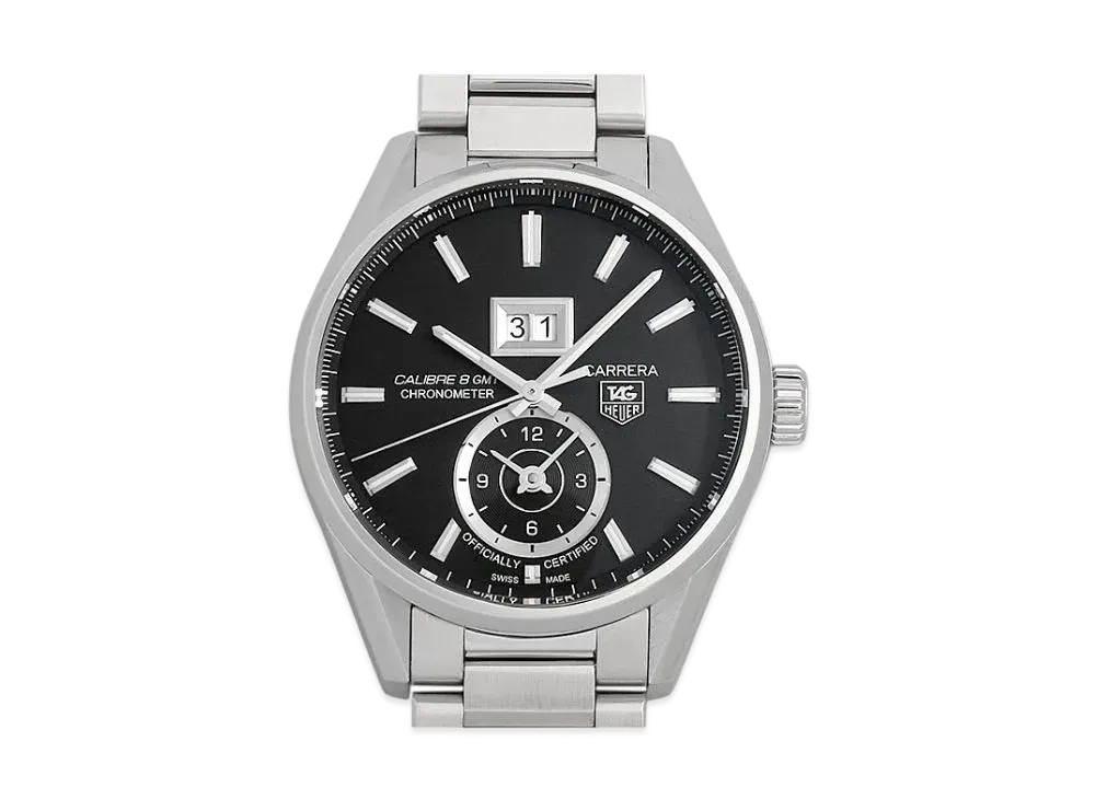 TAG Heuer Carrera Grand Date GMT Caliber 8 "Black/Stainless Steel/Silver"