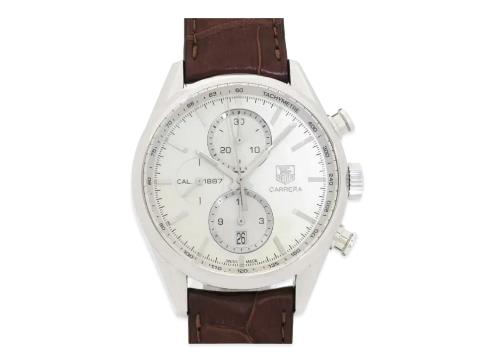 TAG Heuer Carrera Caliber 1887 Chronograph "Gray/Stainless Steel/Brown"