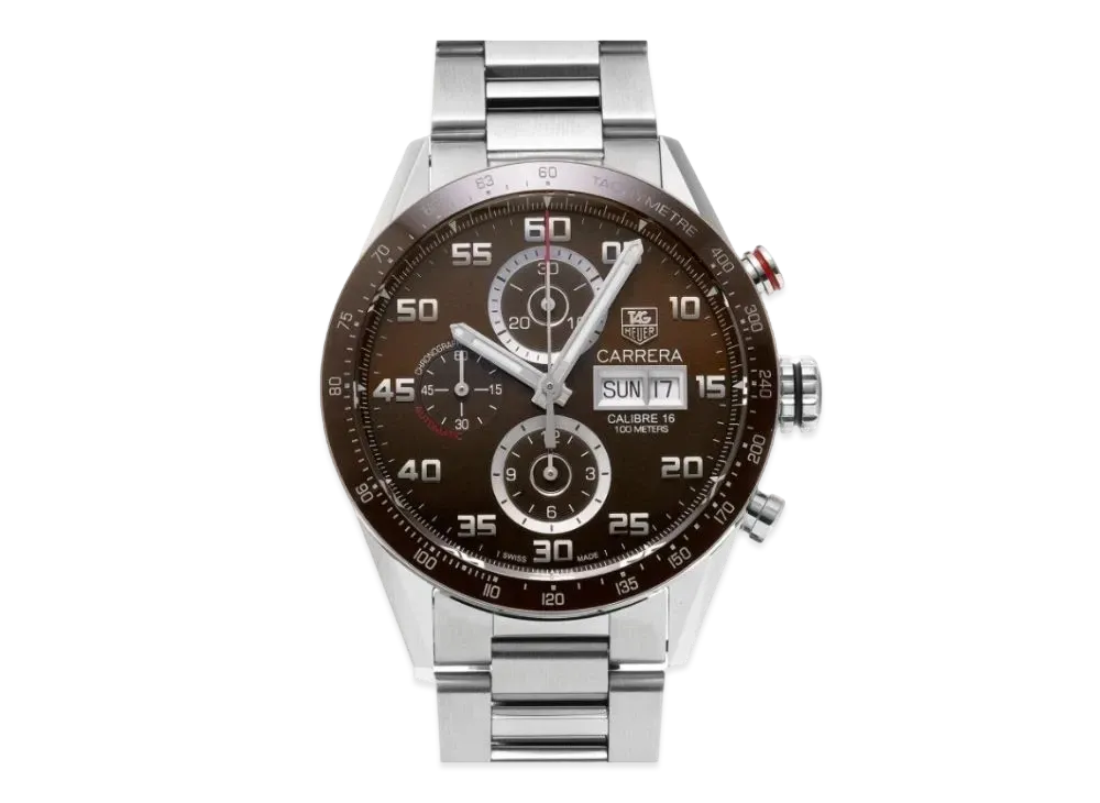 TAG Heuer Carrera Caliber 16 Chronograph Day-Date "Brown/Stainless Steel/Silver"