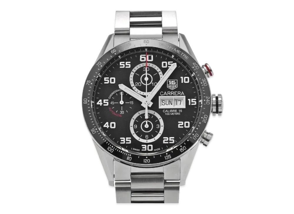 TAG Heuer Carrera Caliber 16 Chronograph Day-Date "Black/Stainless Steel/Silver"
