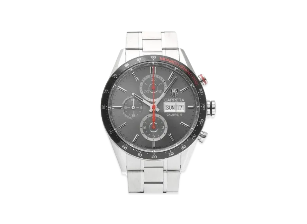 TAG Heuer Carrera Caliber 16 Chronograph Day-Date Monaco Grand Prix "Gray/Stainless Steel/Silver"
