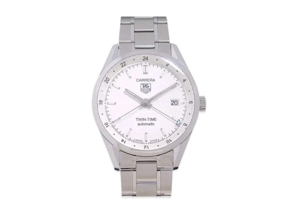TAG Heuer Carrera Twin Time "White/Stainless Steel/Silver"