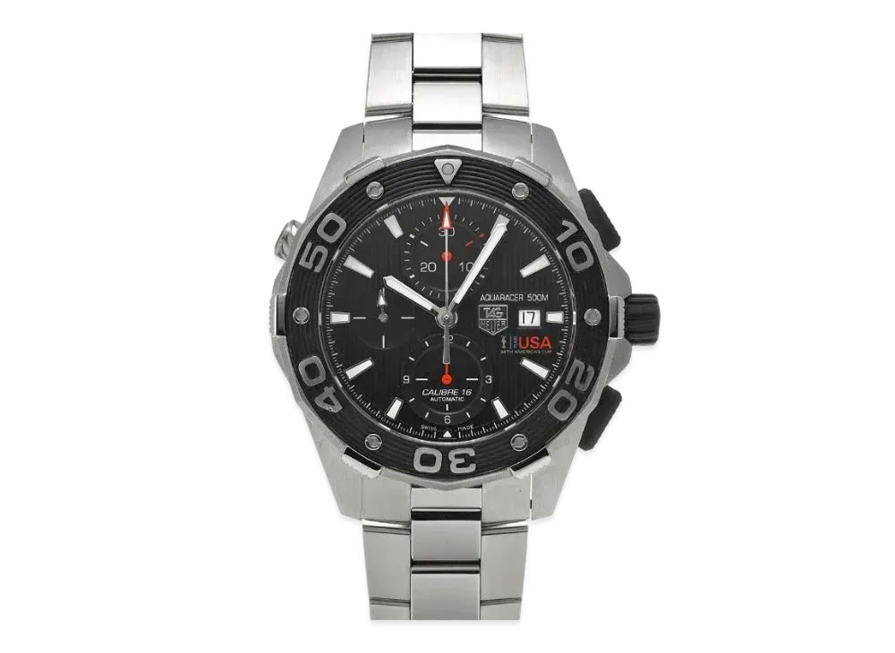 TAG Heuer Aquaracer Caliber 16 Chronograph America's Cup "Black/Stainless Steel/Silver"
