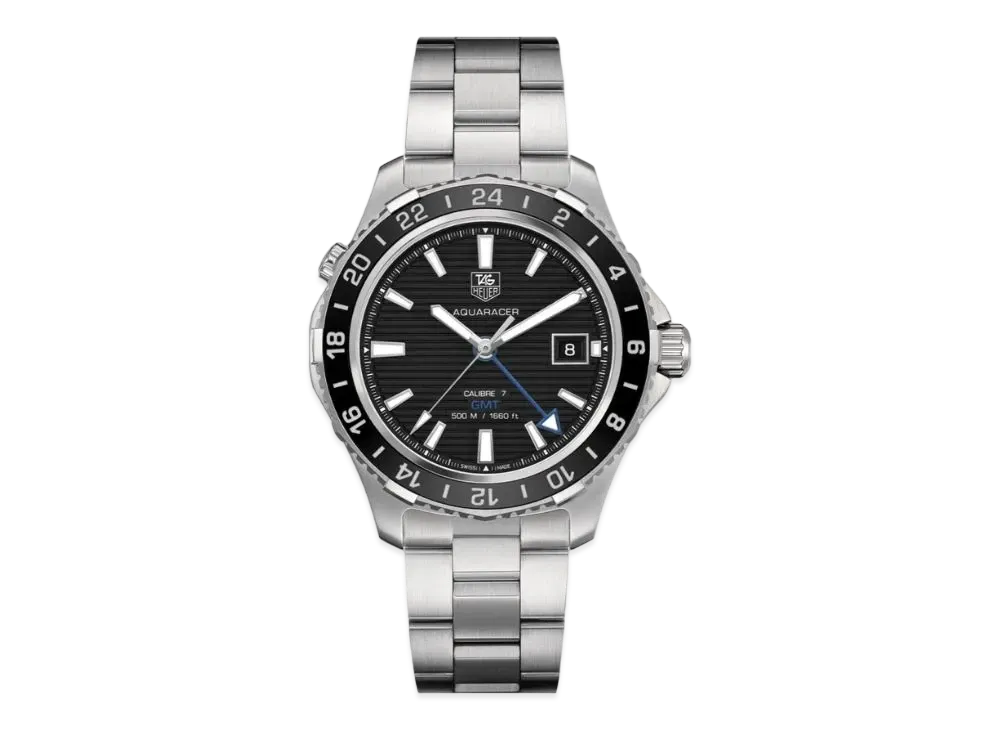 TAG Heuer Aquaracer Caliber 7 GMT "Black/Stainless Steel/Silver"