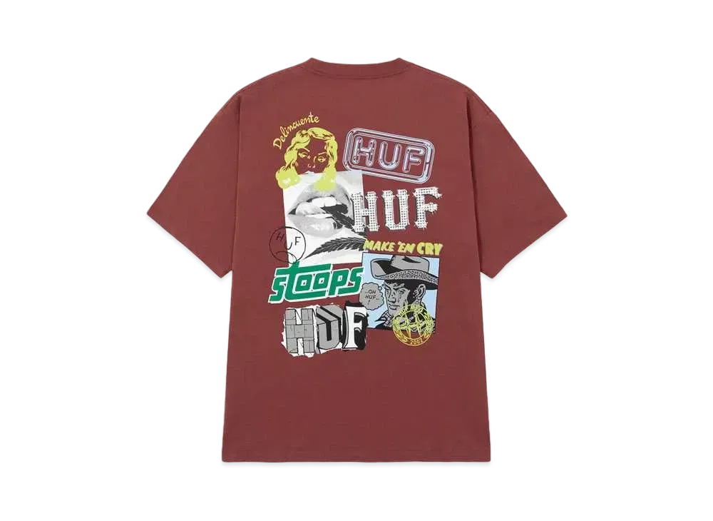 HUF Summer Splash Collection Mash Up Tee "Burgundy"