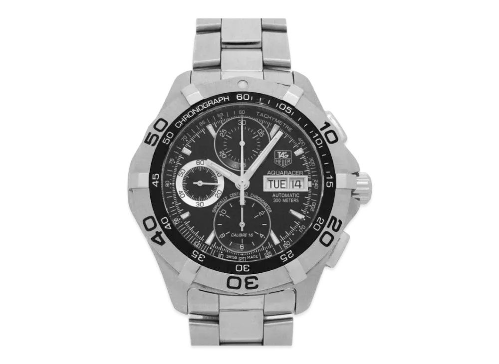 TAG Heuer Aquaracer Caliber 16 Chronograph Day-Date "Black/Stainless Steel/Silver"