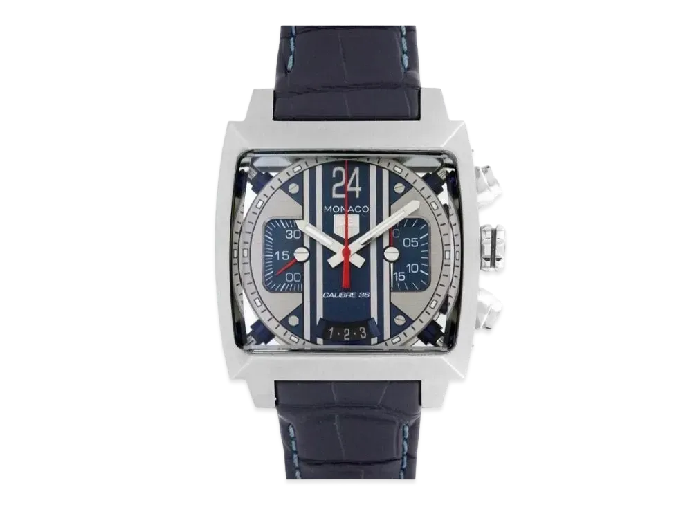 TAG Heuer Monaco 24 Chronograph Steve McQueen Model "Blue/Stainless Steel"