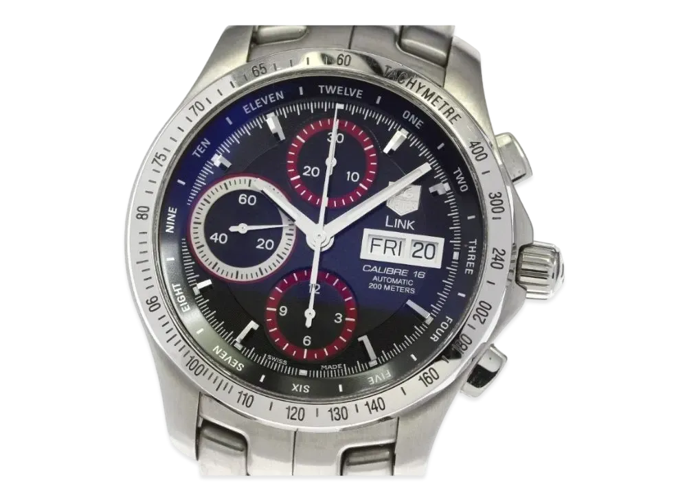 TAG Heuer Link Day-Date Chronograph "Black/Stainless Steel/Silver"