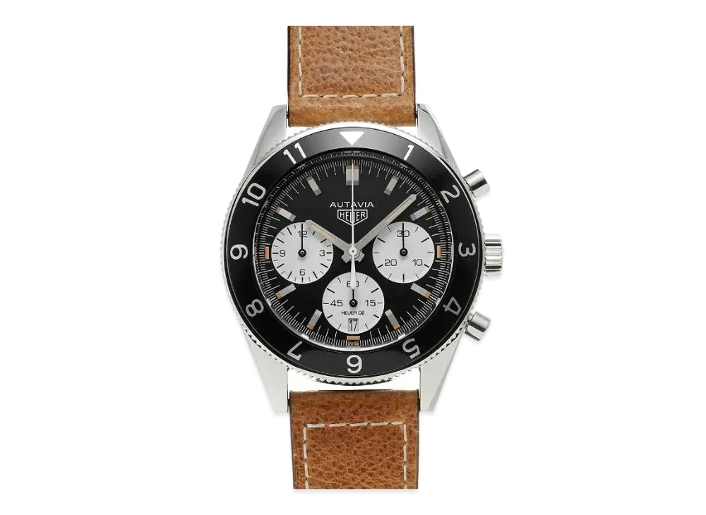 TAG Heuer Autavia Heritage Caliber Heuer 02 Chronograph "Black/Stainless Steel/Brown"