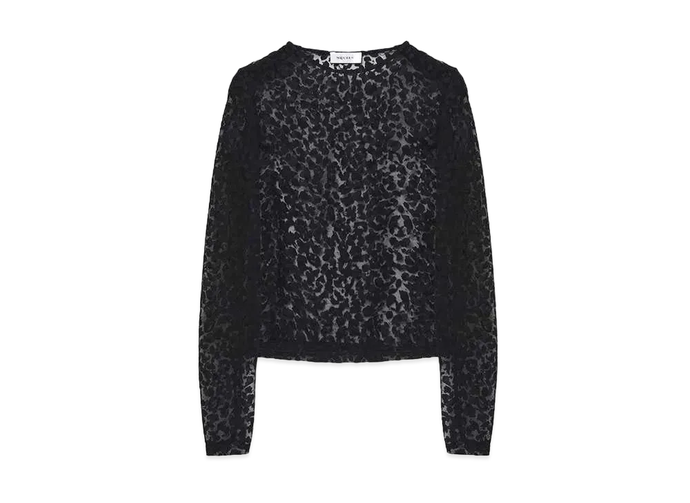 Alexander McQUEEN Leopard Devore Top "Black"