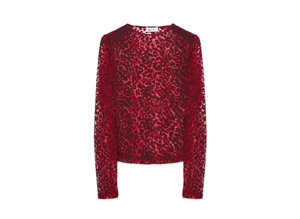 Alexander McQUEEN Leopard Devore Top "Red"