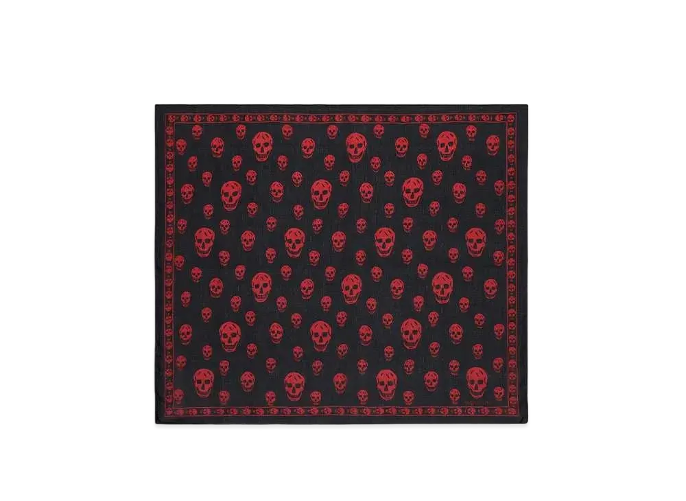 Alexander McQUEEN Classic Skull Foulard "Red"