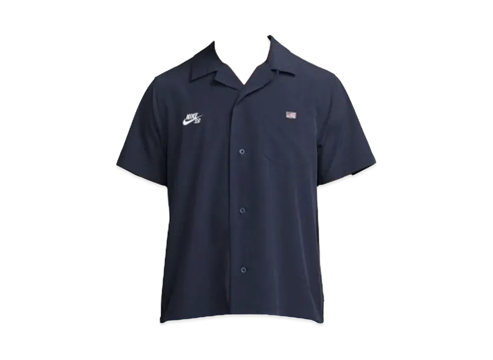 Nike SB FederationKit & Agnostic Collection Short Sleeve Button Up Skate Bowler Shirt "Obsidian"