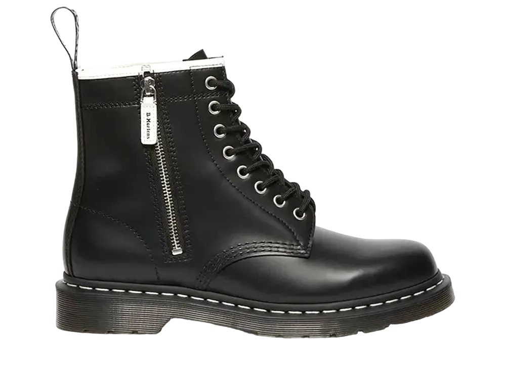 Dr.Martens 1460 Zipped HDW White Stitch 8-Eye Boots "Black"