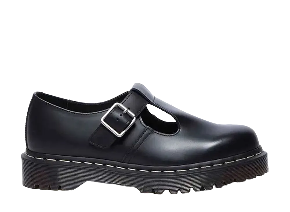 Dr.Martens Polley Bex White Stitch Mary Jane Shoes "Black"