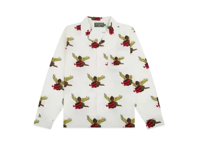 DENIM TEARS Black Cherub Long Sleeve Button Up "White"