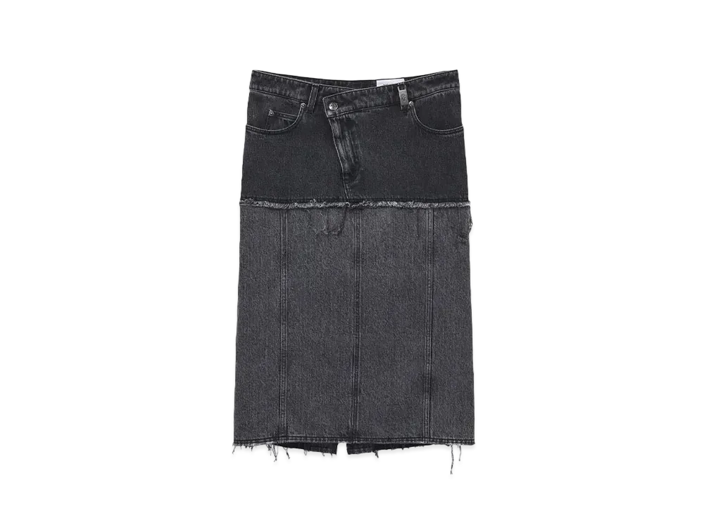 Alexander McQUEEN Two-Tone Denim Skirt "Black"