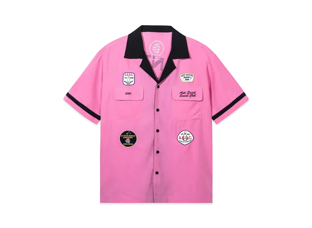 ANTI SOCIAL SOCIAL CLUB SUMMER 24 MAJOR DROP Dark Corners Bowling Shirt "Pink"