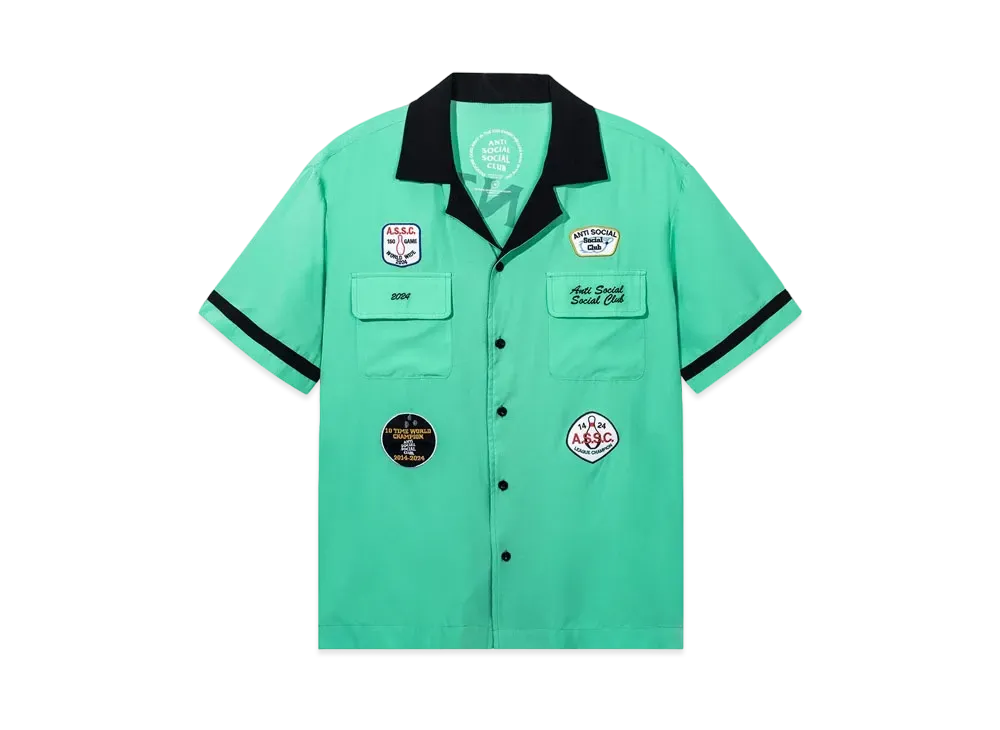 ANTI SOCIAL SOCIAL CLUB SUMMER 24 MAJOR DROP Dark Corners Bowling Shirt "Green"