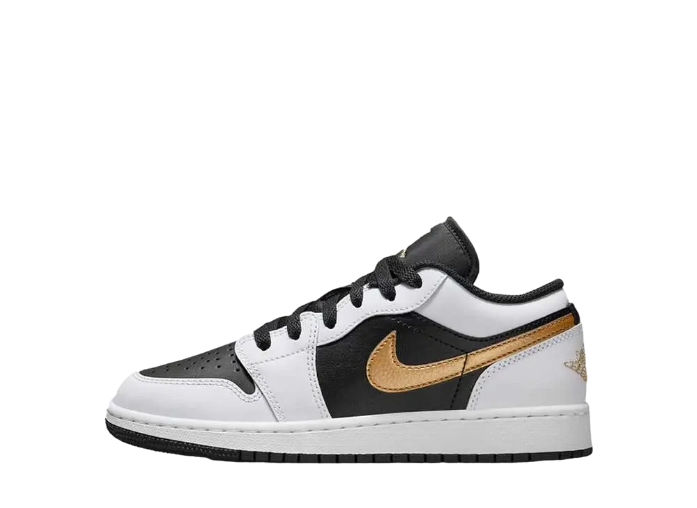 ナイキ GS エアジョーダン1 ロー "ホワイト/ブラック/メタリックゴールド"