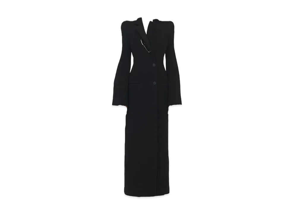 Alexander McQUEEN Molded Shoulder Double-Breasted Coat "Black"