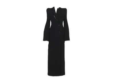 Alexander McQUEEN Molded Shoulder Double-Breasted Coat "Black"