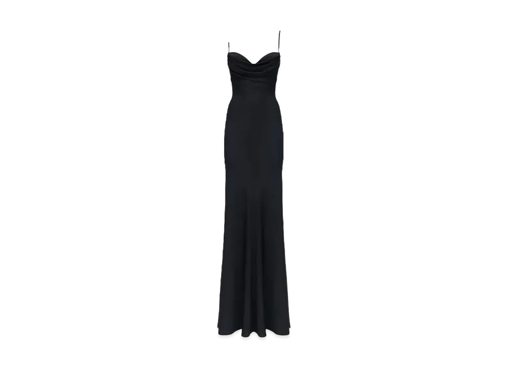 Alexander McQUEEN Draped Neckline Evening Dress "Black"
