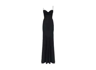 Alexander McQUEEN Draped Neckline Evening Dress "Black"