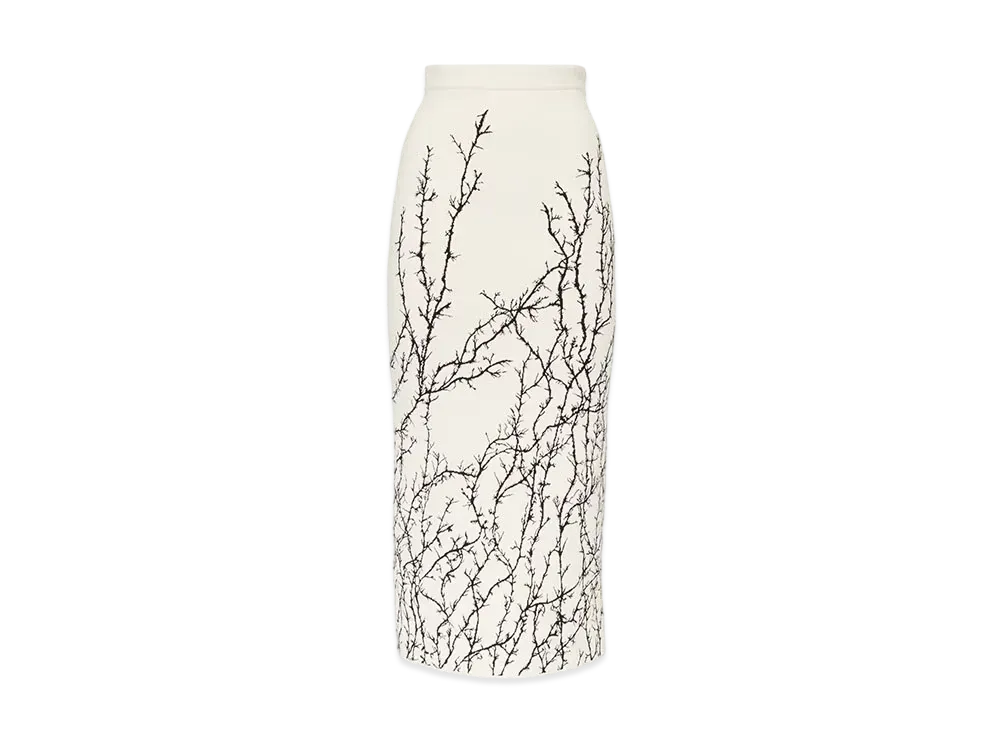 Alexander McQUEEN Thorn Branch Pencil Skirt "Ivory"