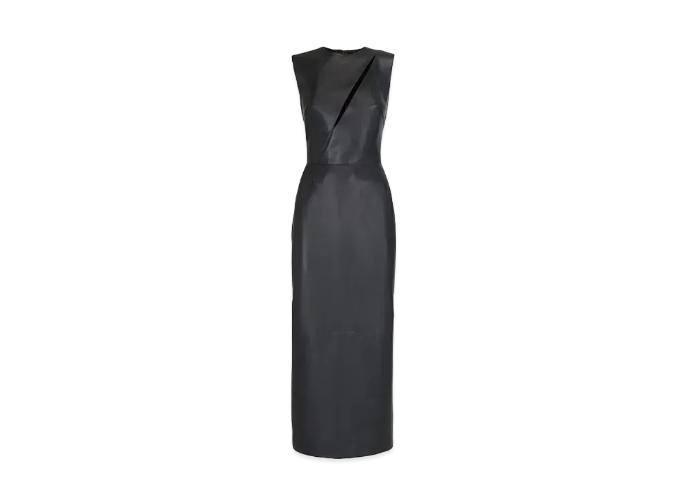 Alexander McQUEEN Leather Slashed Pencil Dress "Black"