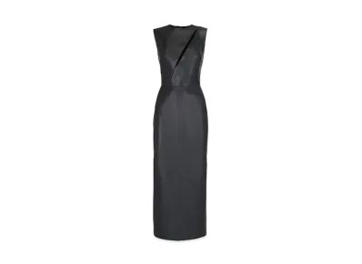 Alexander McQUEEN Leather Slashed Pencil Dress "Black"