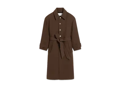 AMI PARIS Oversized Belted Wool Crepe Coat "Dark Coffee"