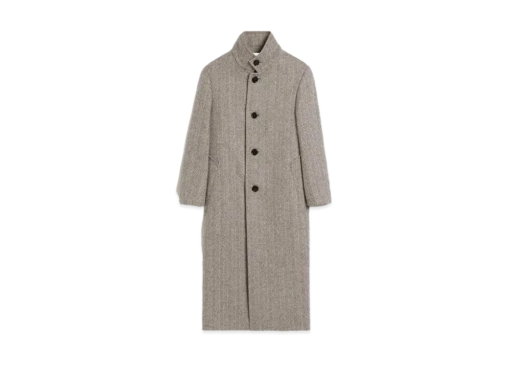 AMI PARIS High Collar Coat "Dark Coffee/Off White"