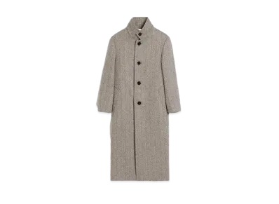 AMI PARIS High Collar Coat "Dark Coffee/Off White"