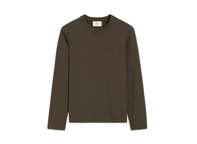AMI PARIS Long sleeve T-shirt "Dark Coffee"