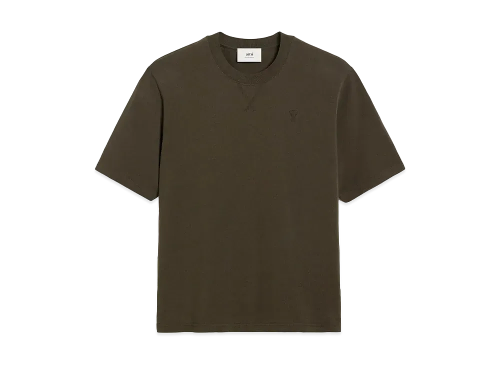 AMI PARIS Organic Cotton Heavy Jersey T-shirt "Dark Coffee"