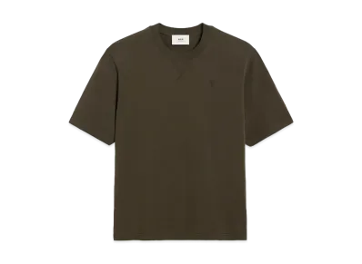 AMI PARIS Organic Cotton Heavy Jersey T-shirt "Dark Coffee"