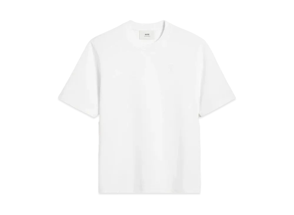 AMI PARIS Organic Cotton Heavy Jersey T-shirt "White"