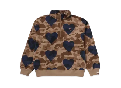 A BATHING APE I Love Bape Half Zip Sweatshirt "Brown"