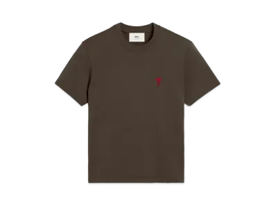 AMI PARIS Ami De Coeur Organic Cotton Jersey T-Shirt "Dark Coffee"