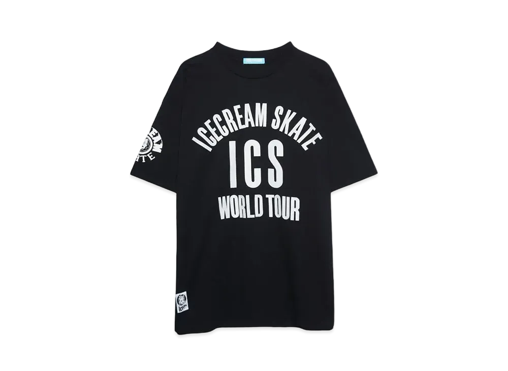ICECREAM FELT LOGO COTTON T-SHIRT WORLD TOUR "BLACK"