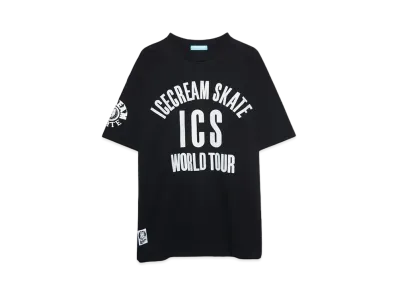 ICECREAM FELT LOGO COTTON T-SHIRT WORLD TOUR "BLACK"